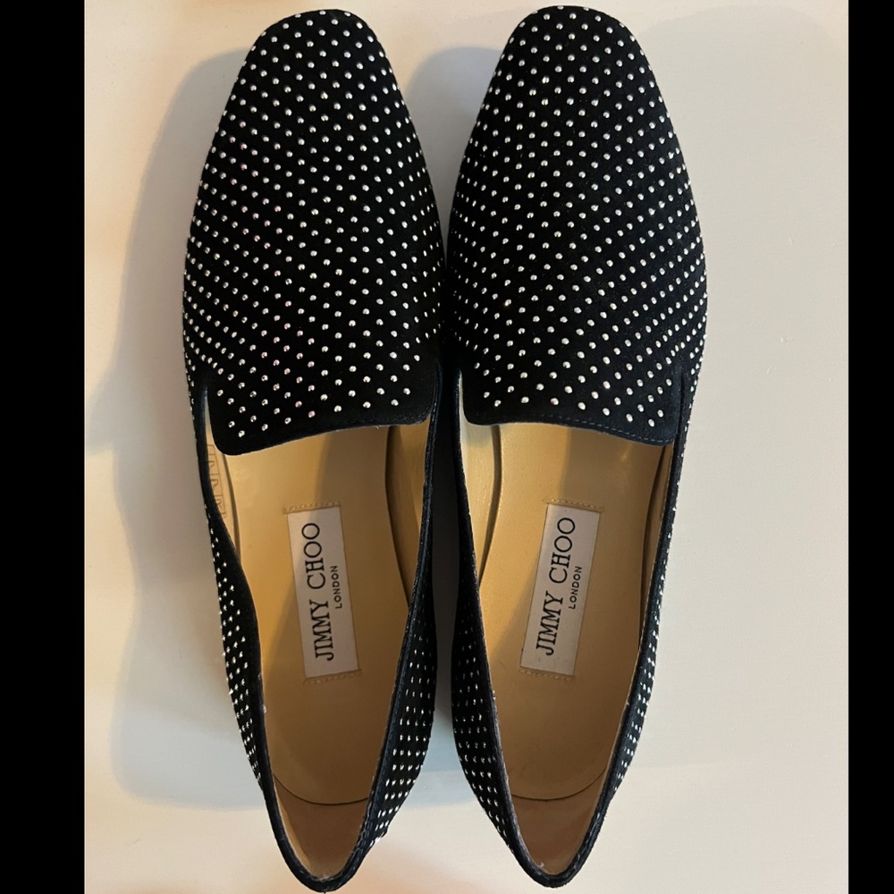 JIMMY CHOO Black Studded Loafers